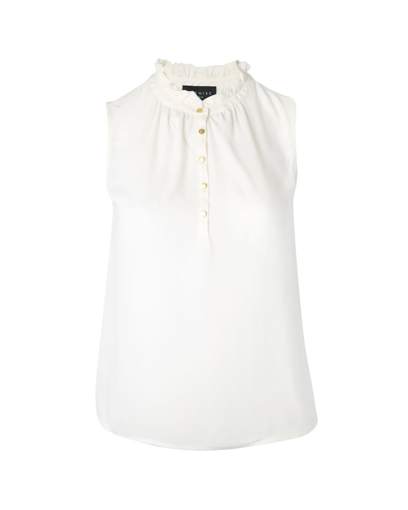 Front of a size 1X Sheina Mixed Media Blouse in Ivory by Premise. | dia_product_style_image_id:311175